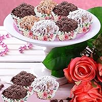 Vista 3 de Funtery 600 piezas de mini envoltorios de cupcakes florales rosas para hornear, mini cupcakes, decoración rústica de fiesta de cumpleaños, despedida