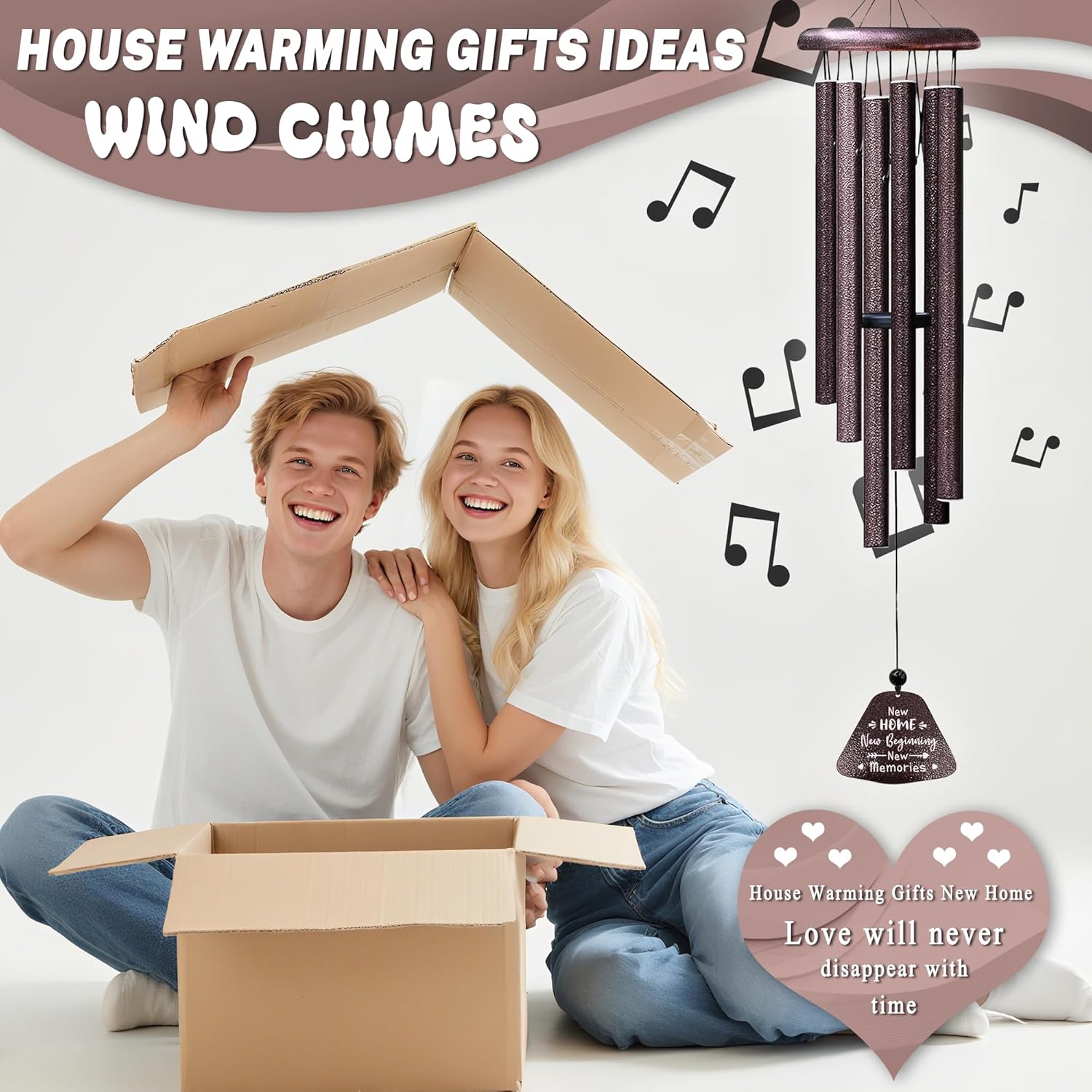 House Warming Gifts New Home Wind Chimes 32", Thoughtful Housewarming Gifts New Home/Apartment, New Home Gift Idea Must Haves for Women Men Friends Homeowner, Home Decor Living Room Wind Chimes