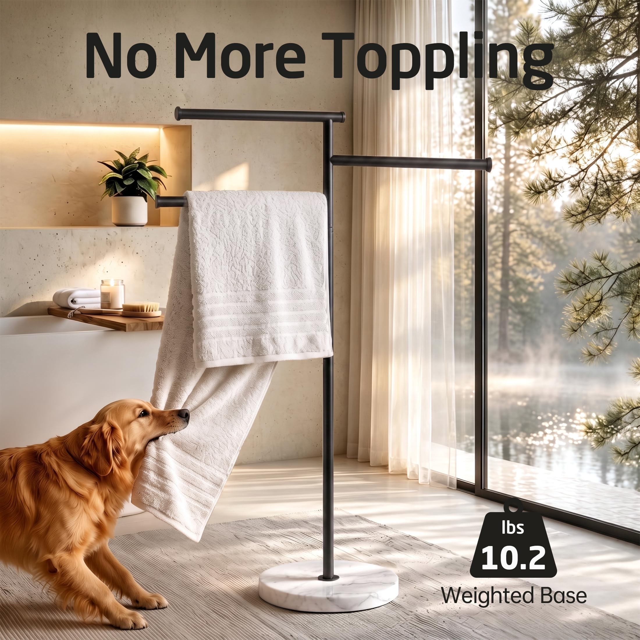 KES Toallero de Pie Negro Barra Toallas Baño 3 Niveles Mármol Toalleros de Baño de Pie Acero Inoxidable SUS304 Toallero de Barra, BTH219-BK | Toallero de piscina independiente para exteriores, 3 barras giratorias, acero inoxidable 18/8 de alta calidad, BT