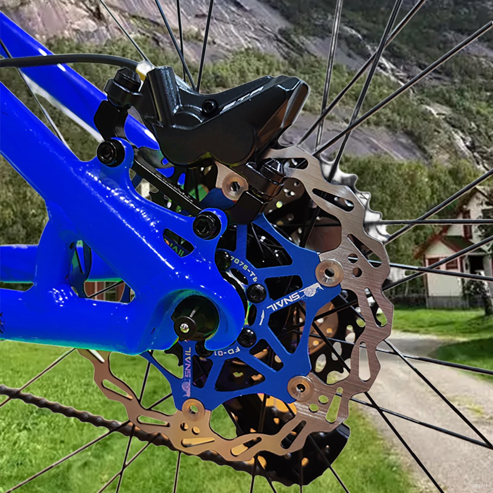 Rotore del freno a disco flottante per bicicletta da 180 mm, adatto per bici da strada, mountain bike, BMX, MTB(NA Blu)