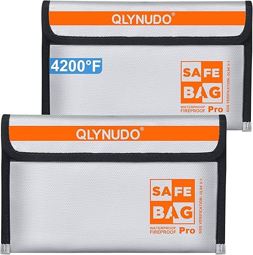 Bolsa de documentos impermeable ignífuga de 4200 F (9.5 x 5.8 pulgadas), juego de bolsas de dinero a prueba de fuego pequeñas mejoradas para objetos