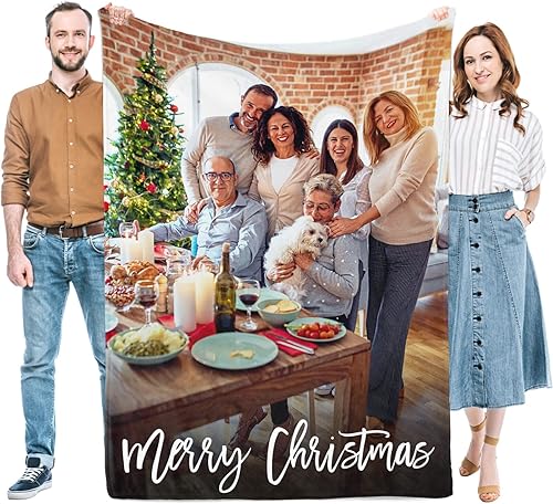 Manta de Navidad personalizada con tu propia foto, regalos personalizados para mamá, papá, abuela, abuelo, mejores amigos, manta personalizada para