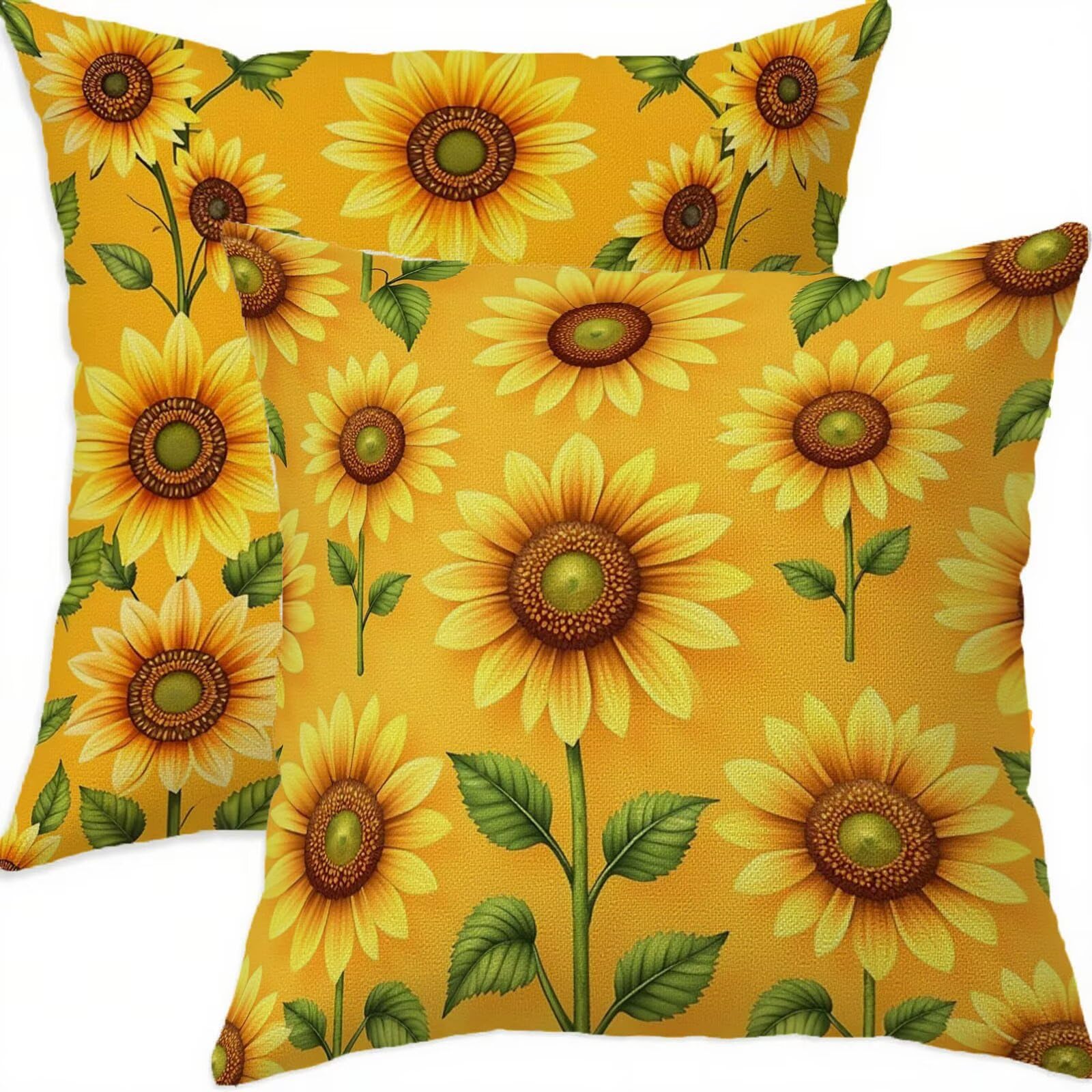 Housse coussin 75x75cm imperméable lot de 2 en lin d'automne pour canapé patio