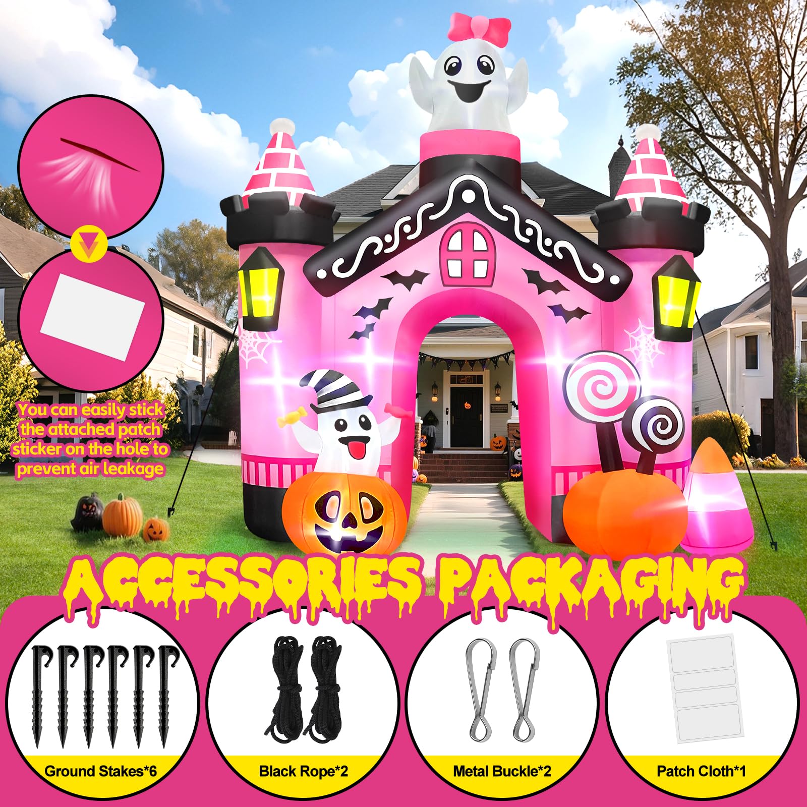 Kalolary 10Ft Halloween Aufblasbar Dekoration | Halloween Deko Aufblasbarer Riesiger Doppelspinne mit pelzigen Beinen für Außenbereich Deko Outdoor Hausgarten Garten Party
