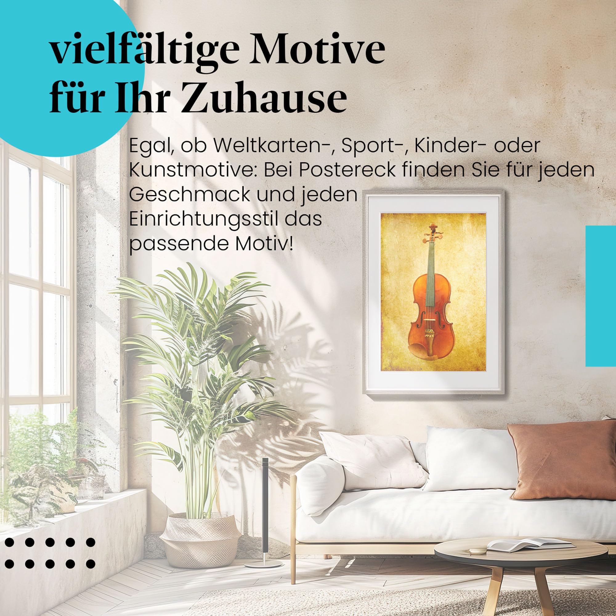 Postereck - 0805 - Vintage Geige, Violine Streichinstrument Musik - Wandposter Fotoposter Bilder Wandbild Wandbilder - Leinwand - 100,0 cm x 75,0 cm