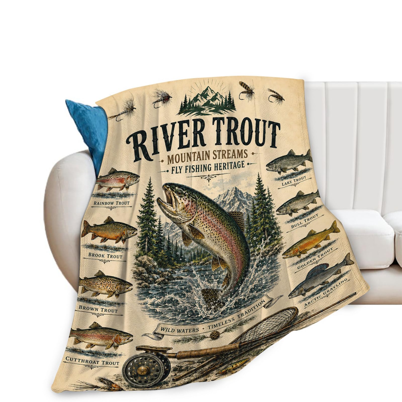 Fishing Blanket Funny Fish Gifts for Kids Men Fisherman for Couch 40"x50"