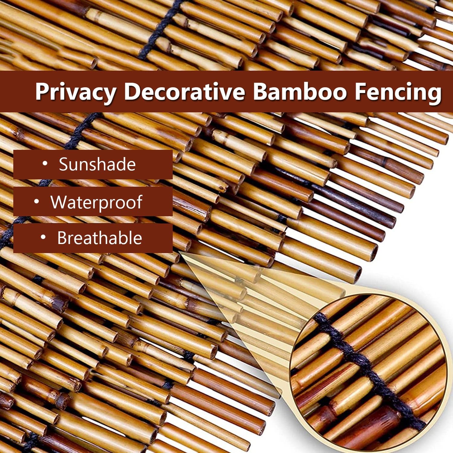 Clôture en Roseau, Brise-Vue pour Patio, Clôture en Bambou Naturel Tissé À La Main, Respirant, Facile À Installer, Clôture D'intimité pour Patio Extérieur(100x700cm(3.3x23.0FT))