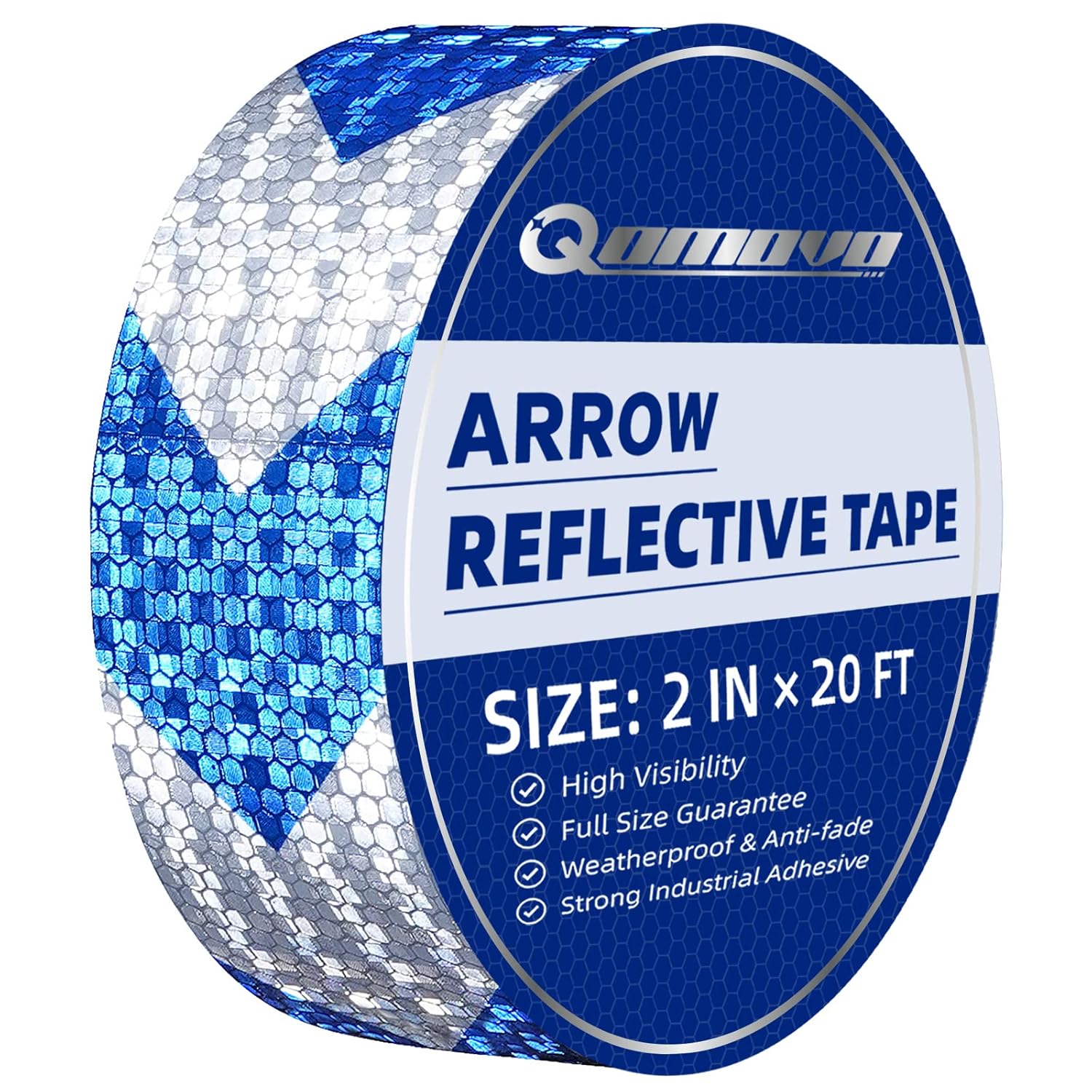 Blue White Arrow High Visibility Reflective Tape 2 inch x 20 feet Self