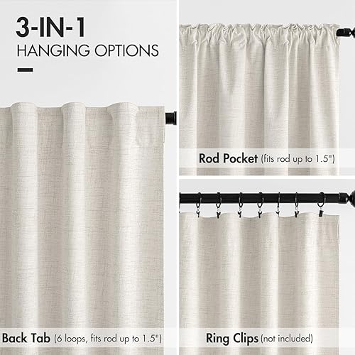 Miniatura 6 de MIULEE Cortinas 100% opacas de 84 pulgadas de largo, juego de 2 paneles para dormitorio, pestaña trasera, sala de estar, oscurecimiento completo,