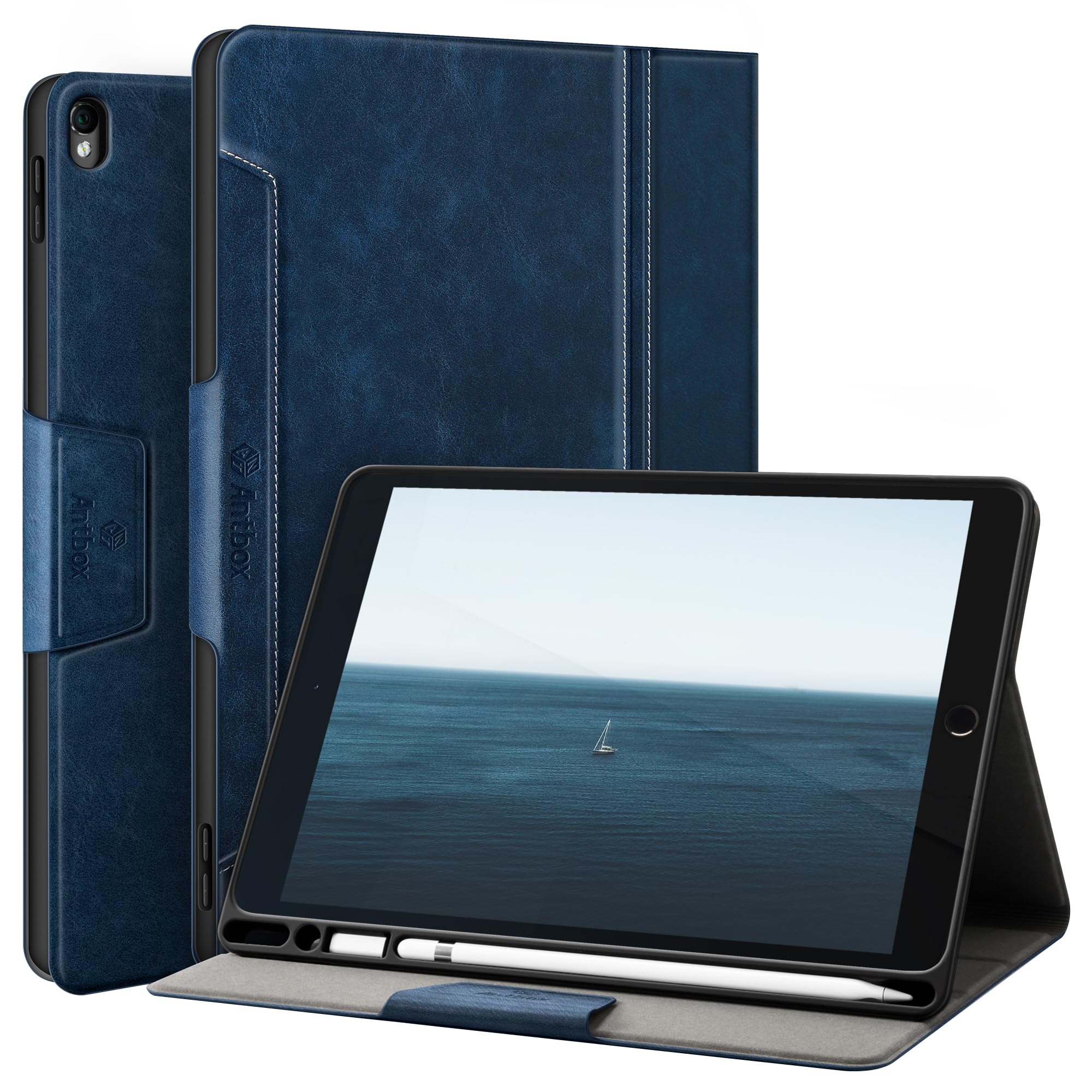 Antbox Case for iPad Air 3/ iPad Pro 10.5 Case with Pencil Holder Auto Sleep/Wake Function PU Leather Smart Cover for iPad Air 3 10.5 Inch 2019/iPad Pro 10.5 2017 (Blue)