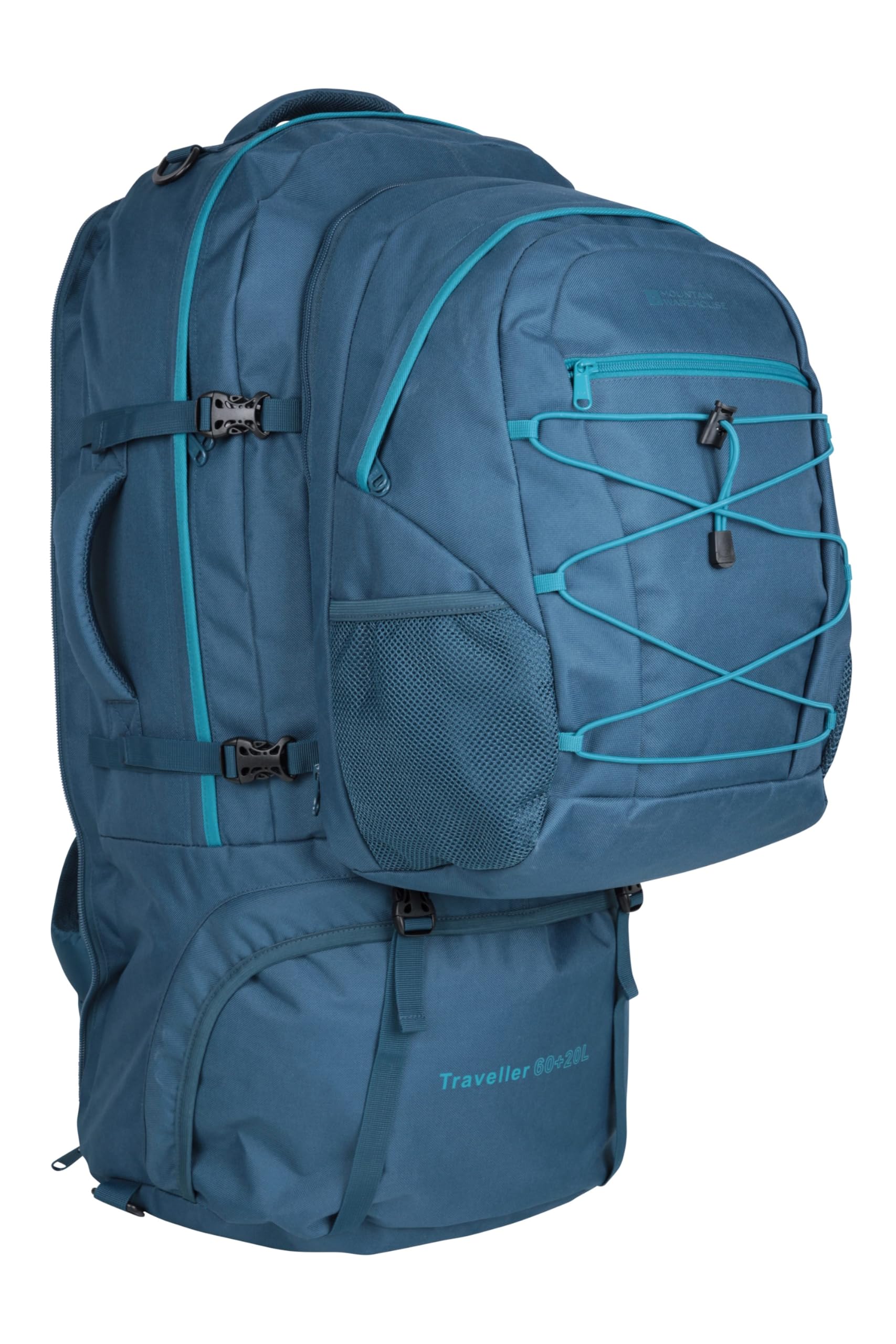 Mountain Warehouse Traveller 60L + 20L Rucksack - Large Backpack with Rain Cover, Detachable Daypack, Adjustable Back Support Travel Bag - For Camping, Hiking, Trekking Dark Teal One Size โ image 1