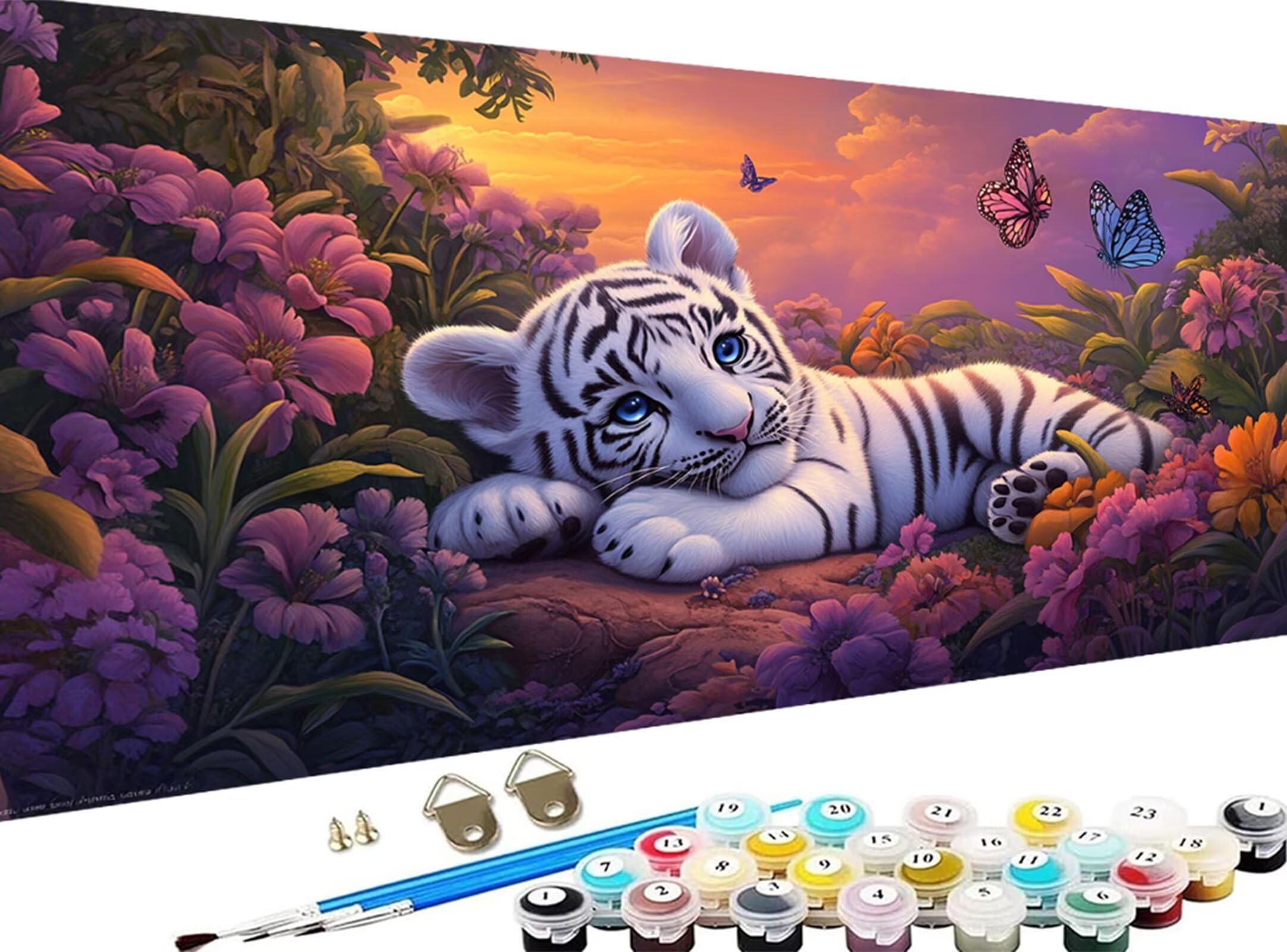Paint by Numbers for Adults, Animal Paint by Numbers for Adults, DIY Tiger Oil Painting Arts and Crafts Kits on Canvas for Women's Hobbies, Gifts, Halloween Decorations House Decor, 28 x 56Inch Z-584