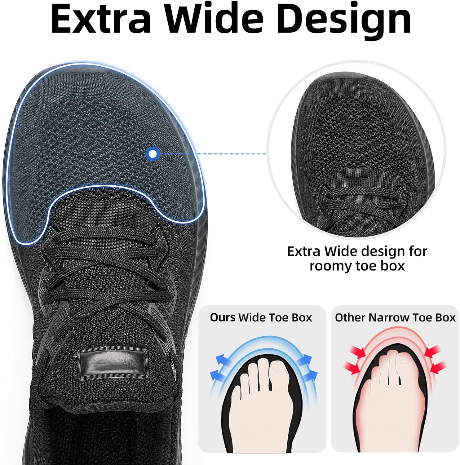 BACSAC Wide Walking Shoes for Men Slip On Mens Running Shoes Tennis Shoes Lightweight Breathable Walking Sneakers Workout Gym Wide Sneakers - Image 3