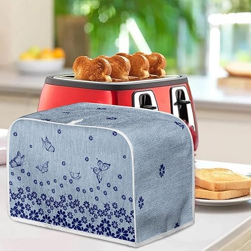 Miniatura 4 de Cubierta para tostadora con diseño de flores de mariposa azul, cubierta para hacer pan de 4 rebanadas para cocina, cubierta de horno tostadora a