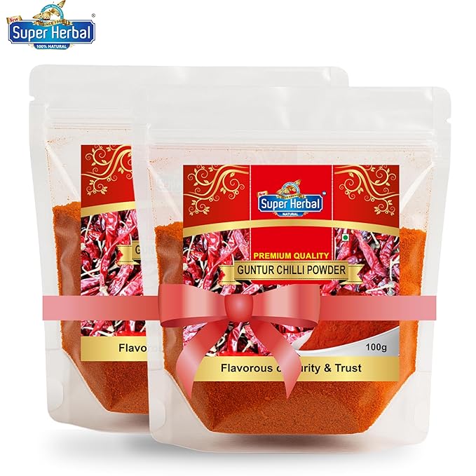 Polvo de Chile Guntur Super Herbal, Especia India Premium, 3.5 oz (100g) miniatura 2