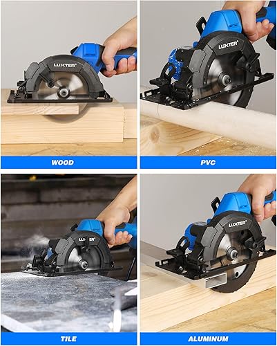 Miniatura 6 de LUXTER Sierra circular sin escobillas de 20 V, 5.5 pulgadas, eléctrica, inalámbrica, de mano, sierra circular de mano, ángulo y profundidad