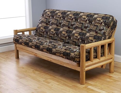 Clearwater Creek Outfitters Northwoods Lodge - Marco de futón de madera natural con colchón de resortes interiores de alta calidad de 8 pulgadas