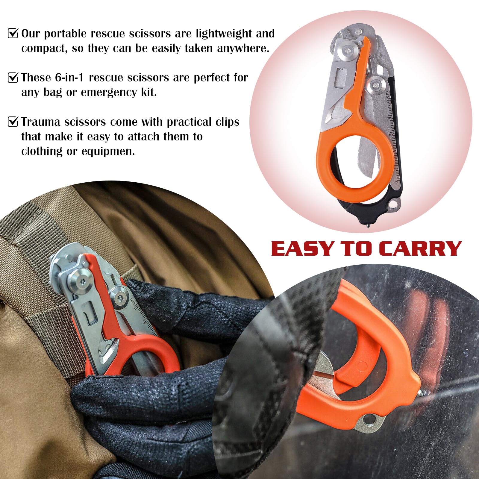 Forbici Emergenza Pieghevoli Forbici Mediche Multifunzione, 6 In 1, Forbici Raptor Pieghevoli, Cesoie di Emergenza, Multitool Pinze per Soccorso, Attività Quotidiane
