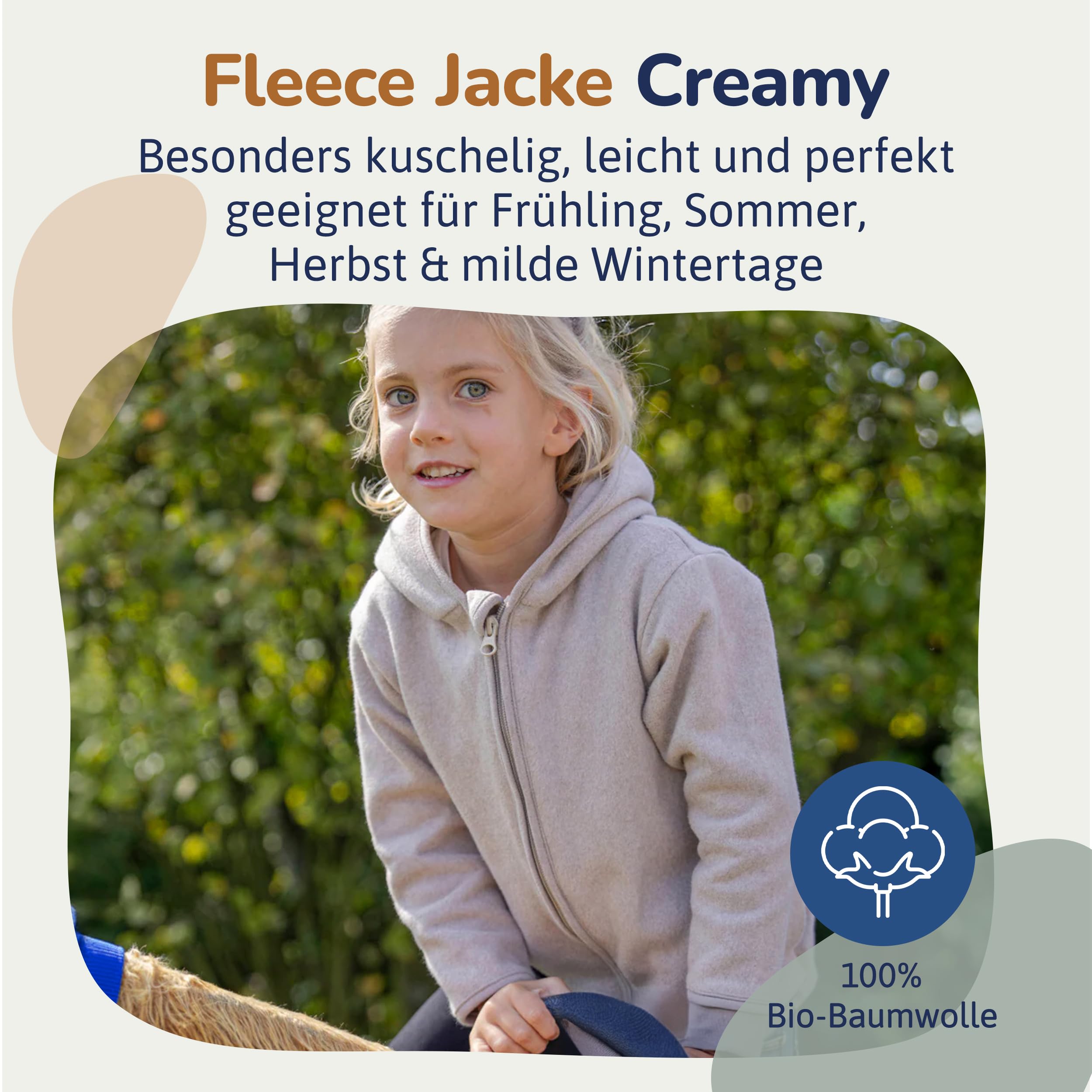 Fleece Jacke aus 100% Bio-Baumwolle (62/116) – Fleecejacke Kinder kuschelig weich, für jede Jahreszeit geeignet – Nachhaltig und mitwachsend – Fair in Europa produziert