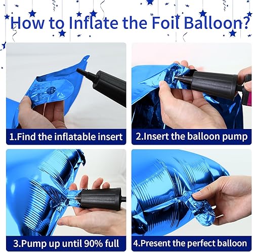 Miniatura 7 de Globo azul de 40 pulgadas con el número 4, globos de 4 cumpleaños, 11 globos plateados con impresión de cumpleaños, globos de látex azul claro