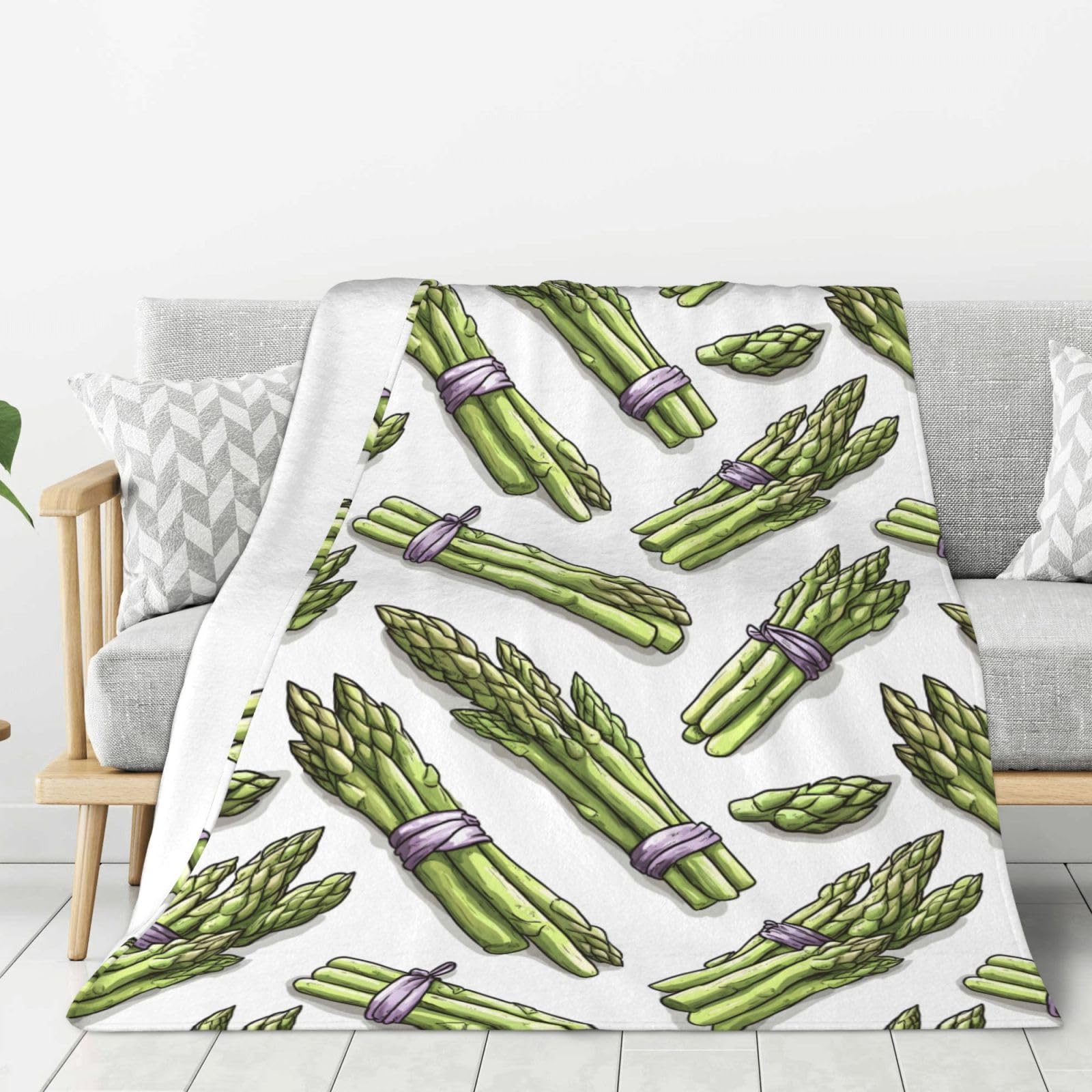 Couverture canapé motif asperges plaid flanelle pour vos soirées cocooning