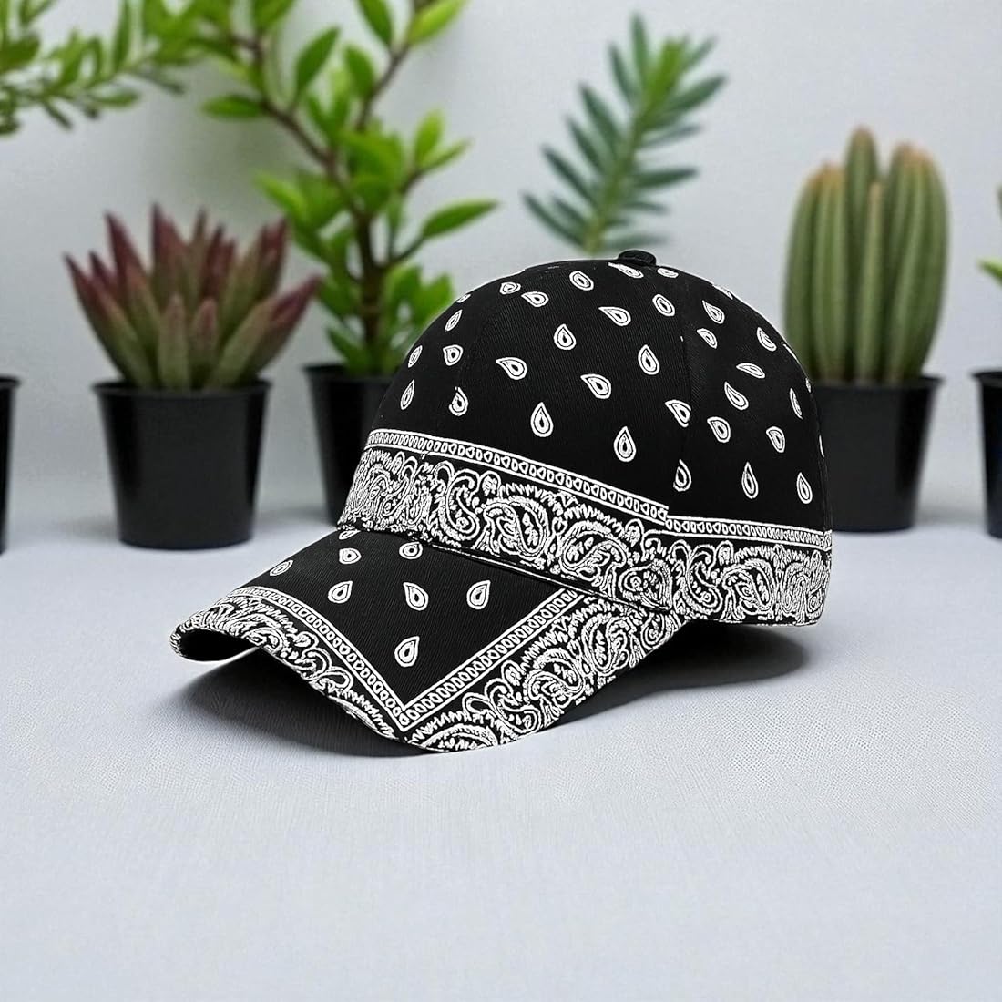 Black Bandana Print Baseball Cap for Men & Women | Adjustable