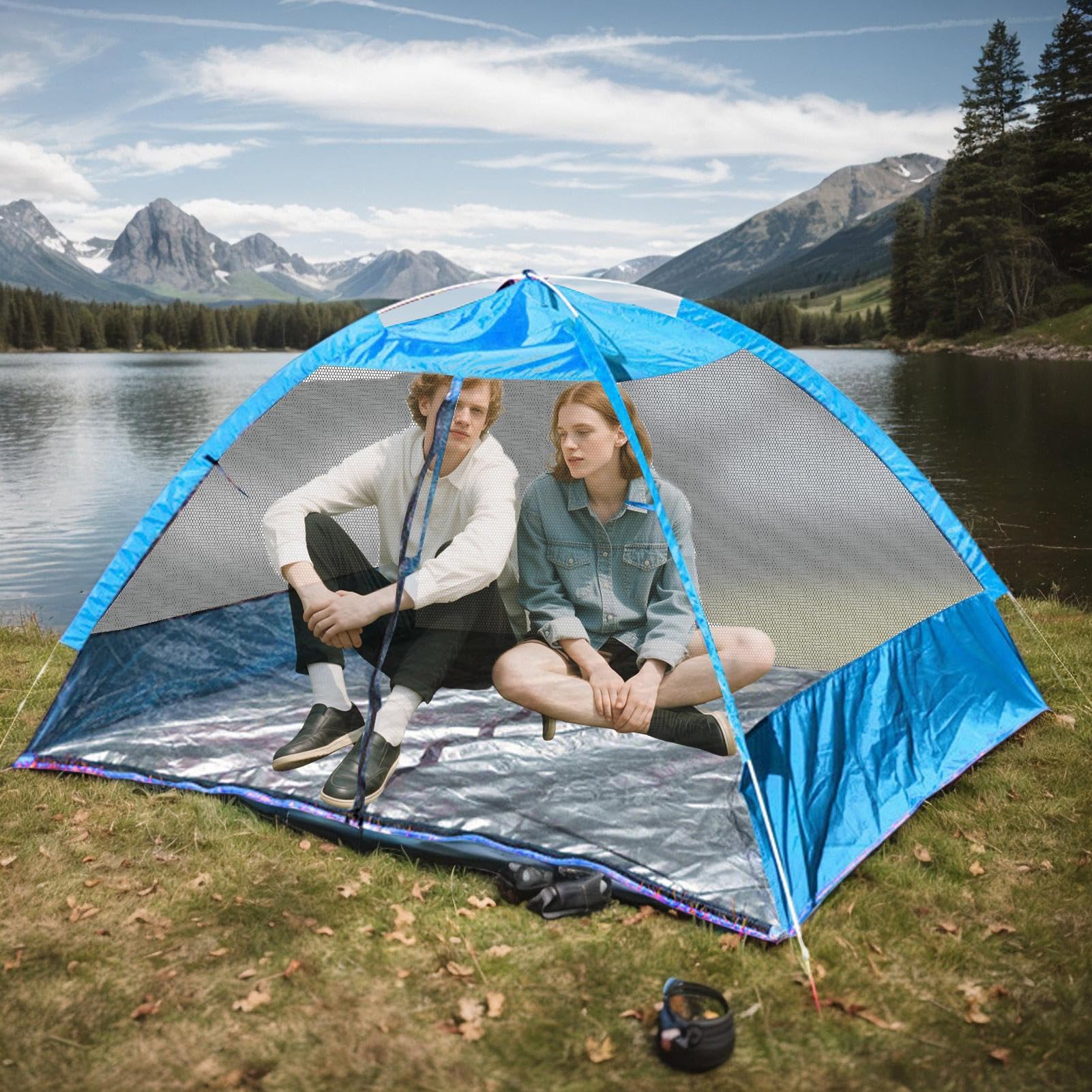 Sun Shelter - parasole da spiaggia, impermeabile, protezione UV, leggera, per 2, 3, 4 persone, per in famiglia, viaggi, accessori da campeggio