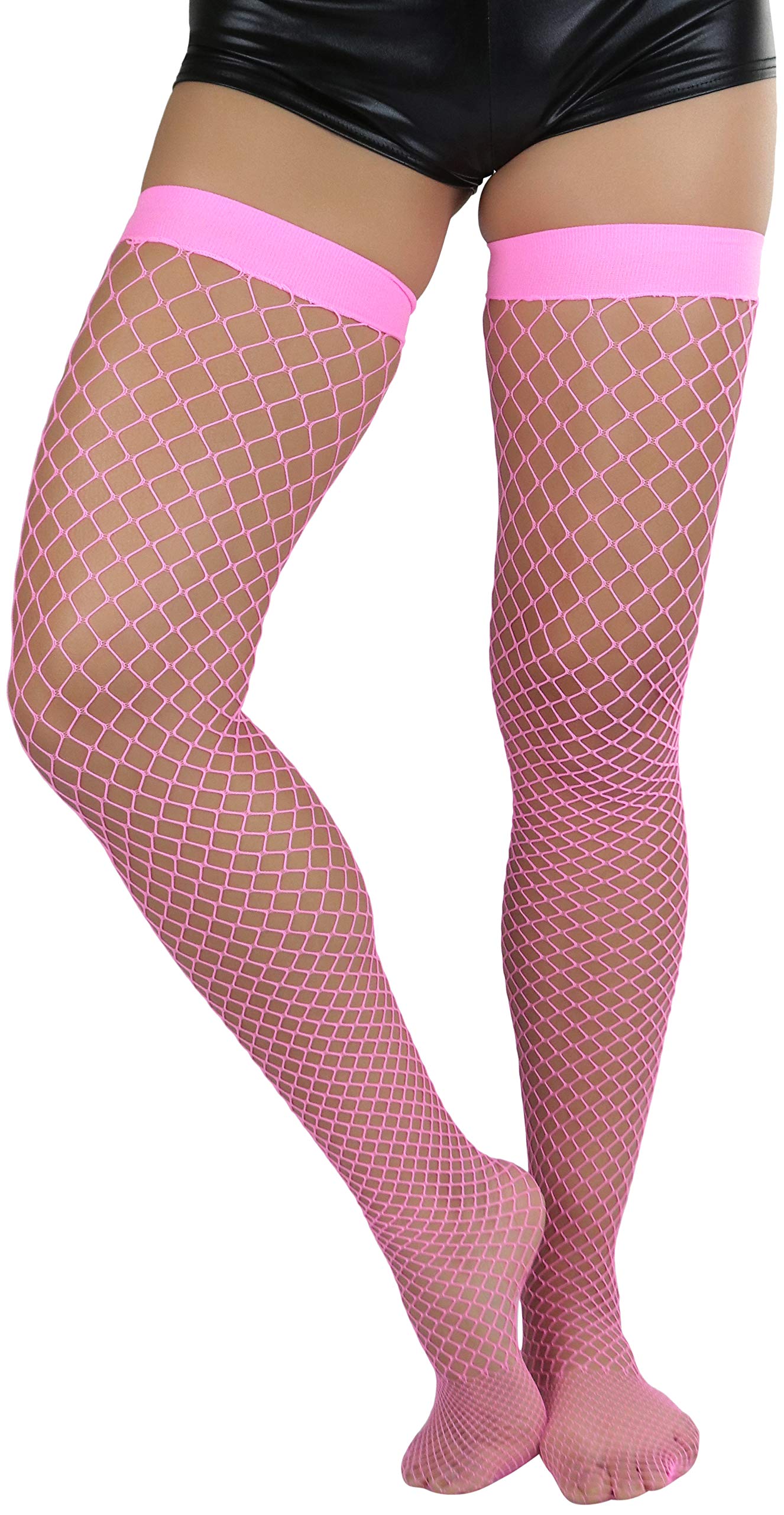 ToBeInStyle Women’s Vibrant Large Net Fishnet Thigh High Elastic Nylon Novelty Stockings