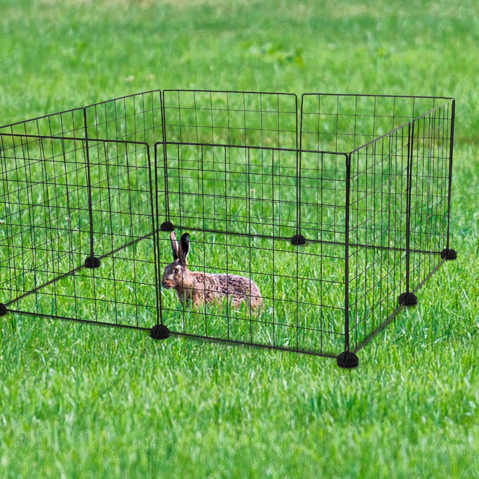 Happyyami Recinto Portatile per Animali di Dimensioni Ridotte in Ferro con 8 Pannelli Regolabili per Conigli, Porcellini D'india, Cincillà e Polli