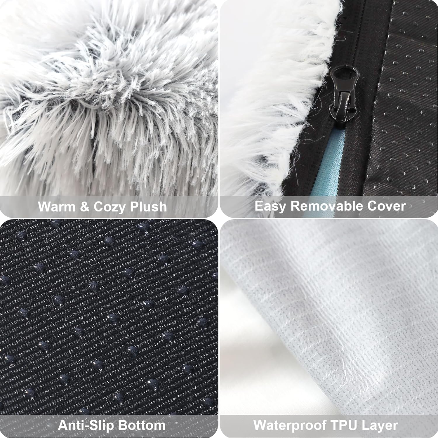 Orthopedic Dog Bed for Medium Dogs, Dual-Layer Memory & Egg-Crate Foam, Washable Warm Winter Plush Cover, Waterproof Liner, Non-Slip Bottom, Crate/Kennel Pad, 35 x 22 Inch, Gray