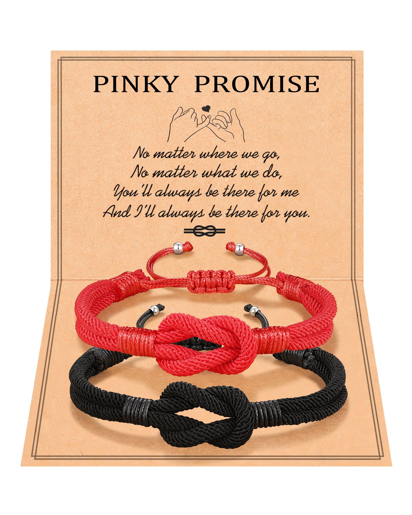 Eryuor Pinky Promise Knot Bracelets, Couple Gifts Christmas Anniversary Valentines Men Women Boyfriend Girlfriend