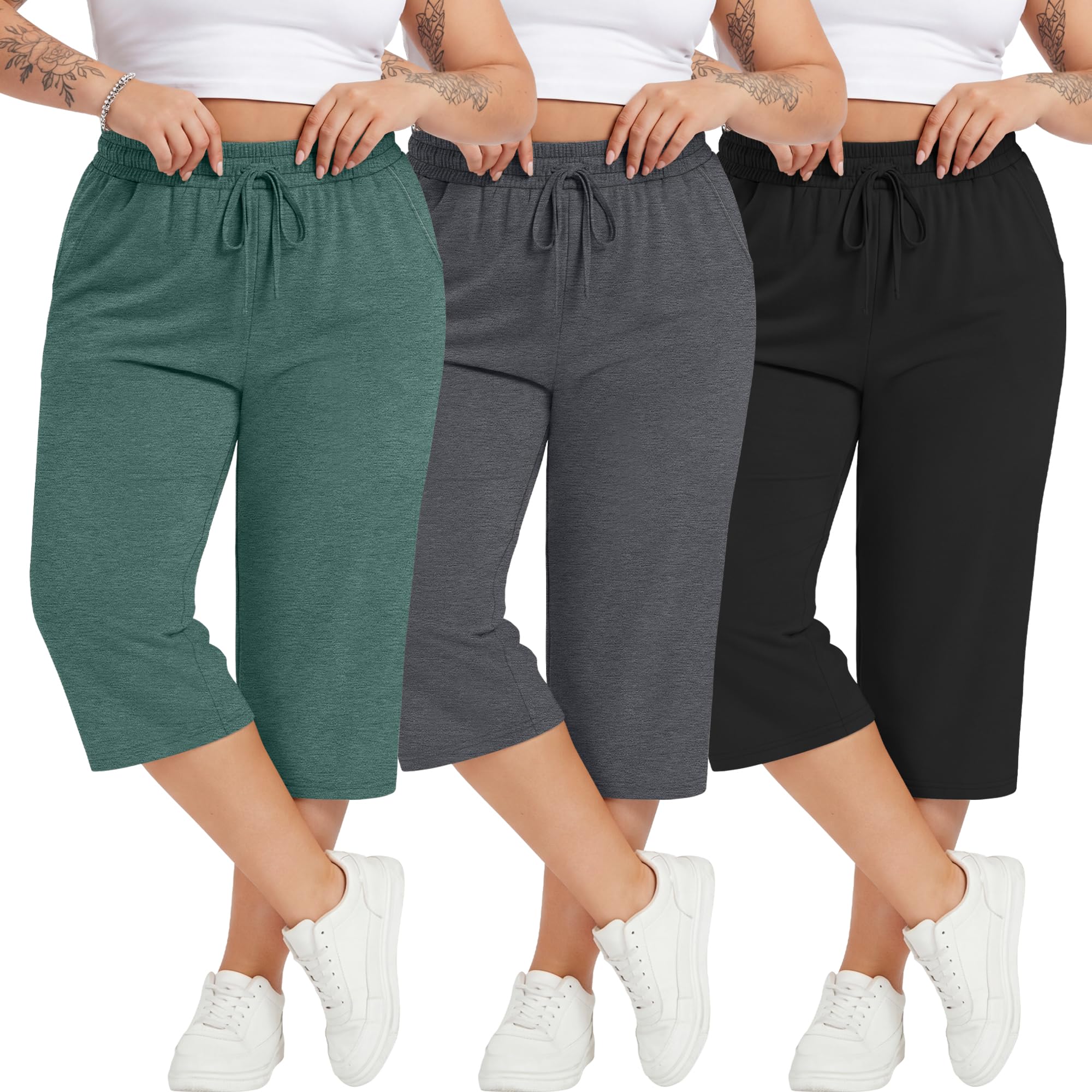 Capris grande taille en coton Neer lot de 3 pantalons courts amples - 6