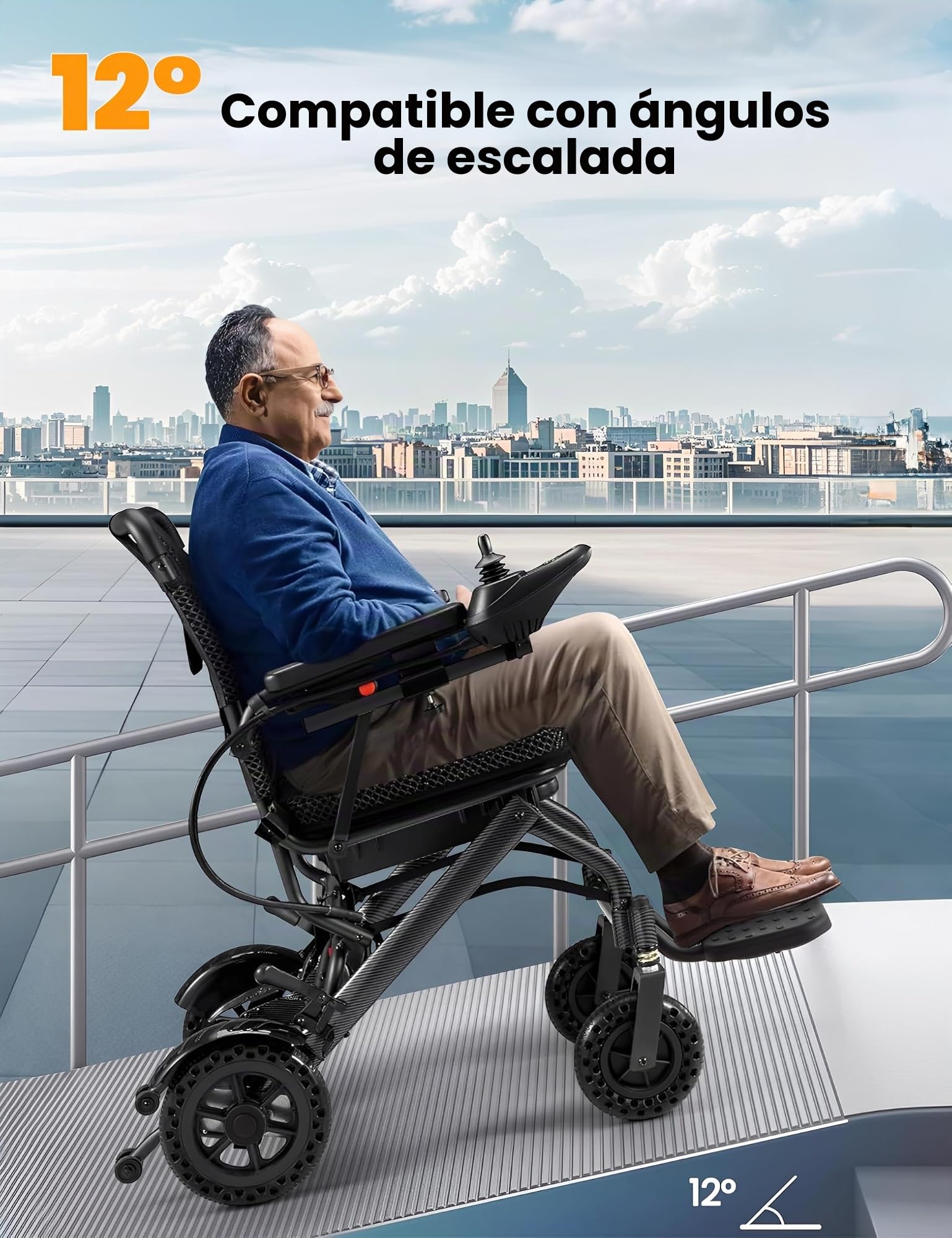 Silla de ruedas eléctrica ligera, 21.5 kg, silla plegable para adultos, motores duales, plegable inteligente, scooters de movilidad para mayores, todo terreno