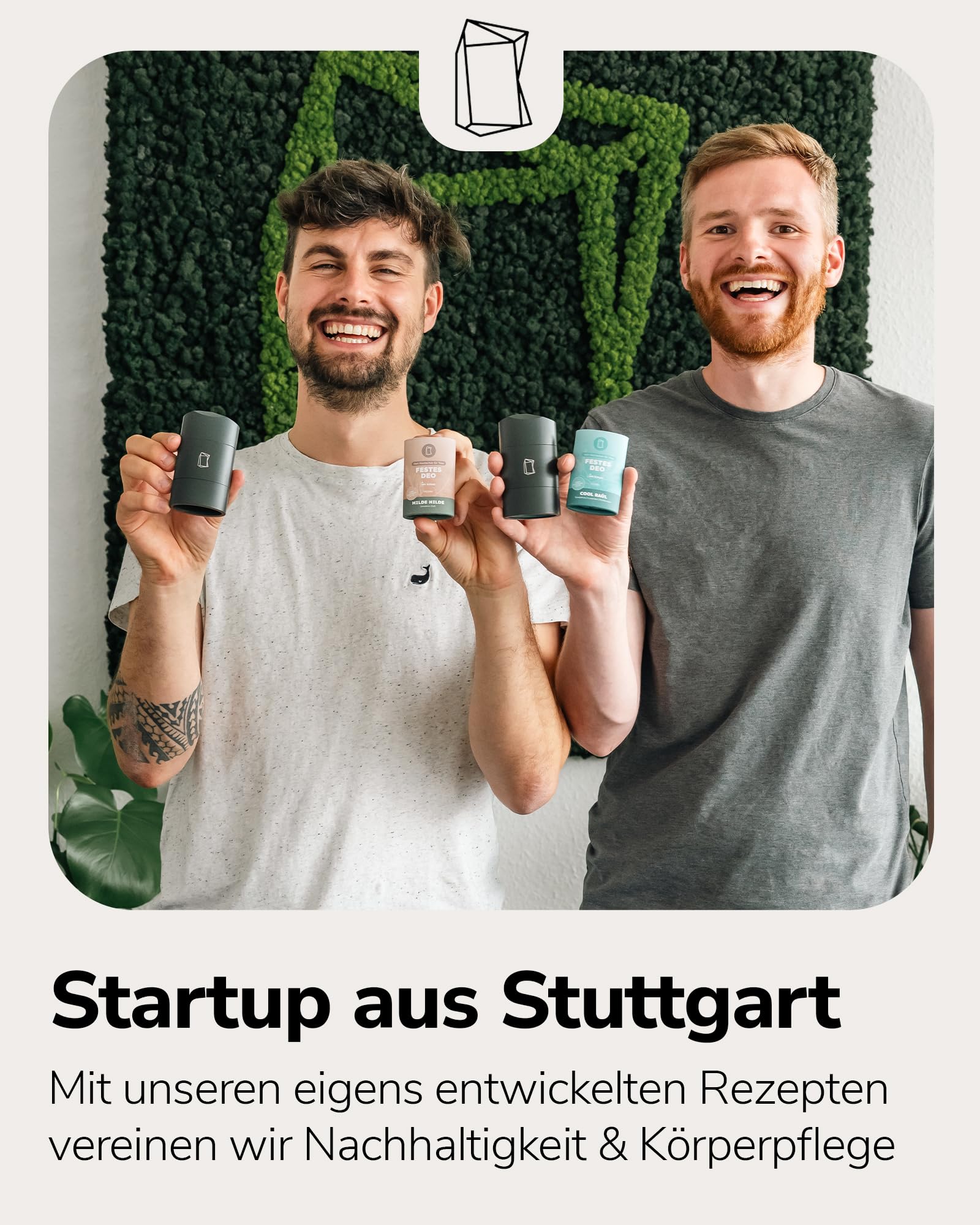 Duschbrocken Festes Deo Starterset - 3x Cool Raúl Deodorant mit Deo-Behälter - Herb & Frisch - 24h Schutz ohne Aluminium - Vegan & Plastikfrei - 316g