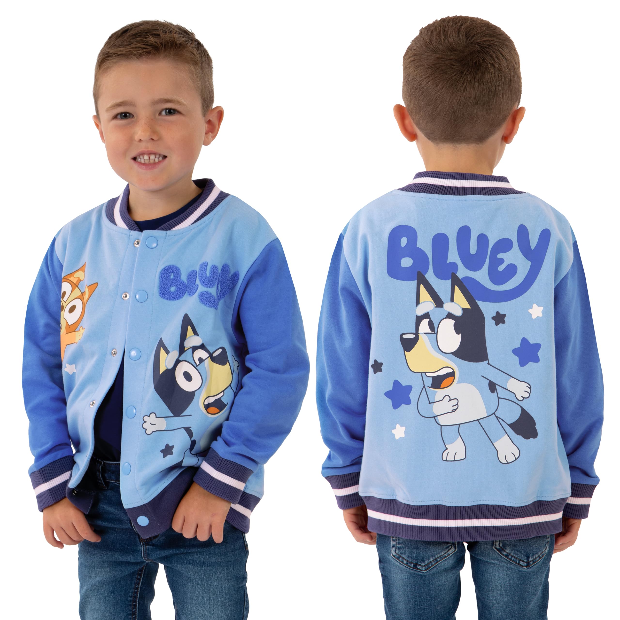 Bluey Blouson Bomber Garçon, Veste Manches Longues Baseball Coton Été