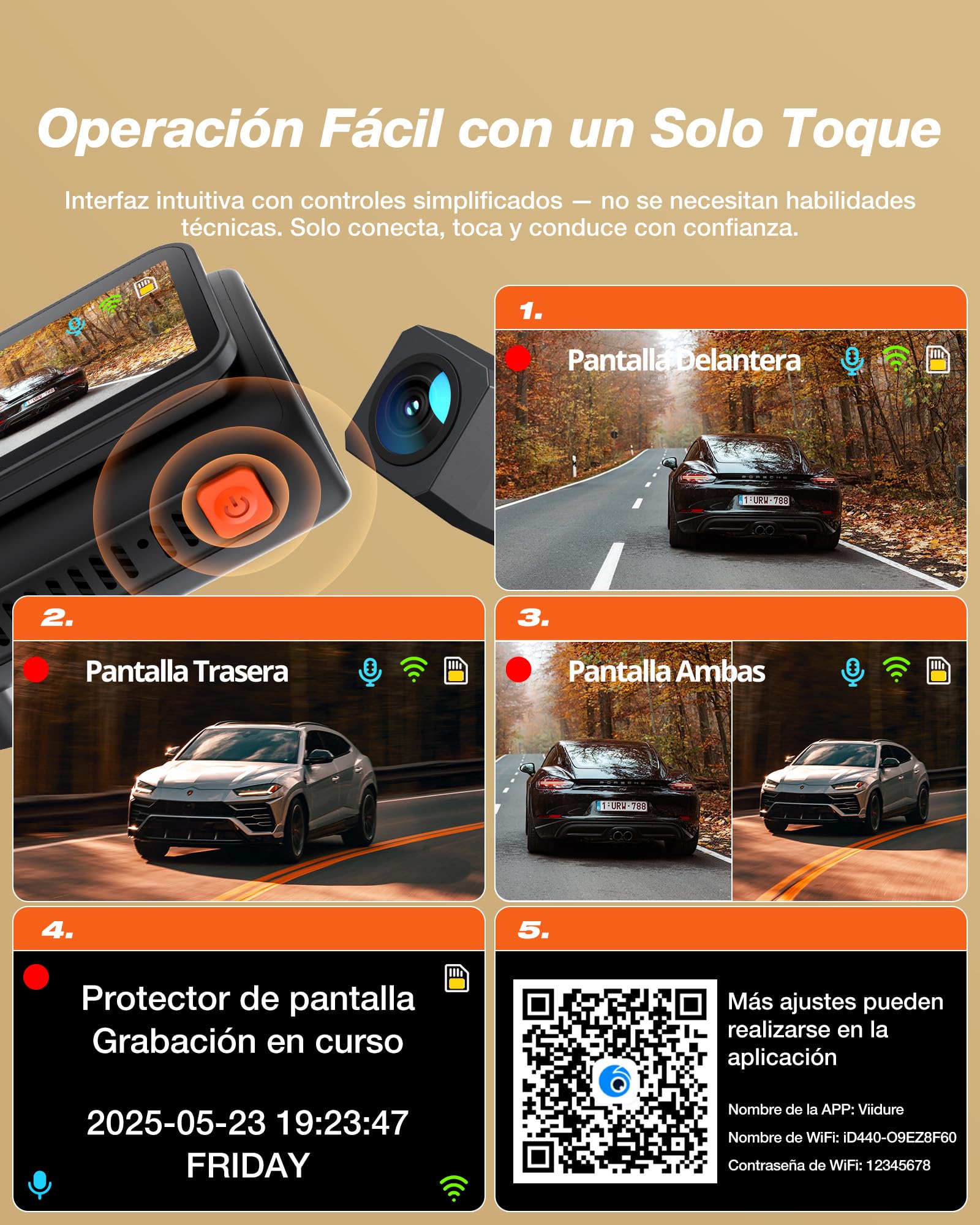 iZEEKER 4K Dashcam Frontal y Trasera, WiFi 6 Dash CAM Coche con Tarjeta 32G, 4K+1080P Camara Coche, Pantalla de 2.99", App, Visión Nocturna, Sensor G, Grabación en Bucle, 24H Monitor de Aparcamiento