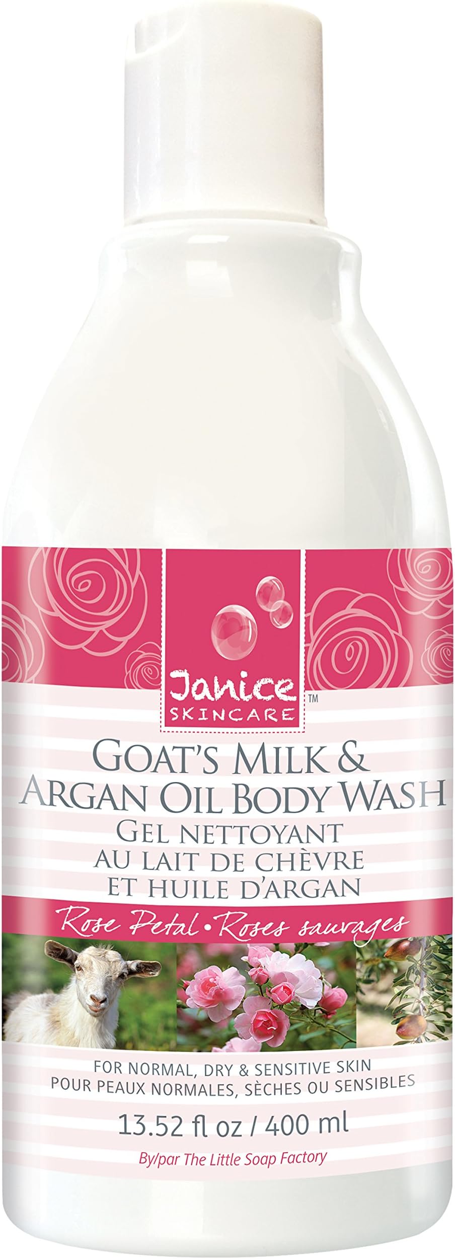 Goat's Milk and Argan Oil Body Wash, Rose Petal, 13.52 Fluid Ounce