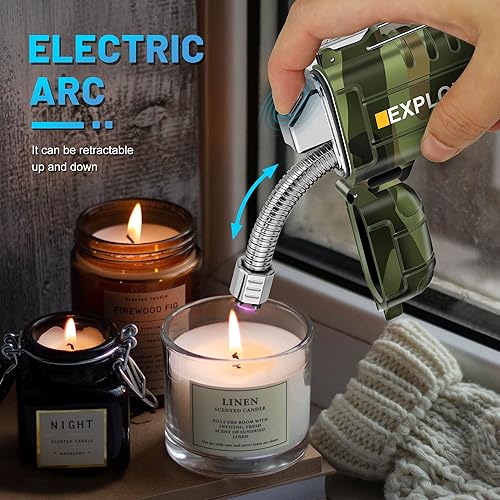 Miniatura 4 de lafagiet Encendedor recargable tipo C cuello flexible de 360 a prueba de viento y agua encendedores de arco eléctricos para velas campamentos