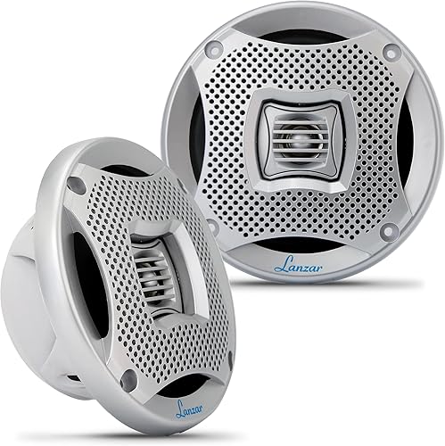 LANZAR Altavoces marinos de 2 vías de 5.25 pulgadas, sistema de sonido estéreo de audio resistente al agua con potencia de 400 W, parrillas