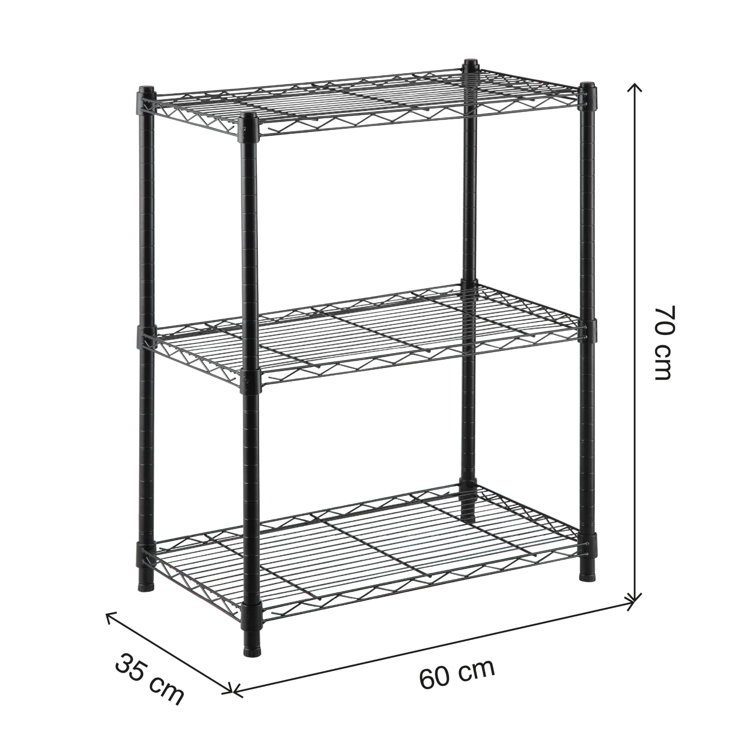 KitHome KG KITGARDEN Estantería Metálica Decorativa de Acero en Negro y 3 Baldas, 75x60x35cm