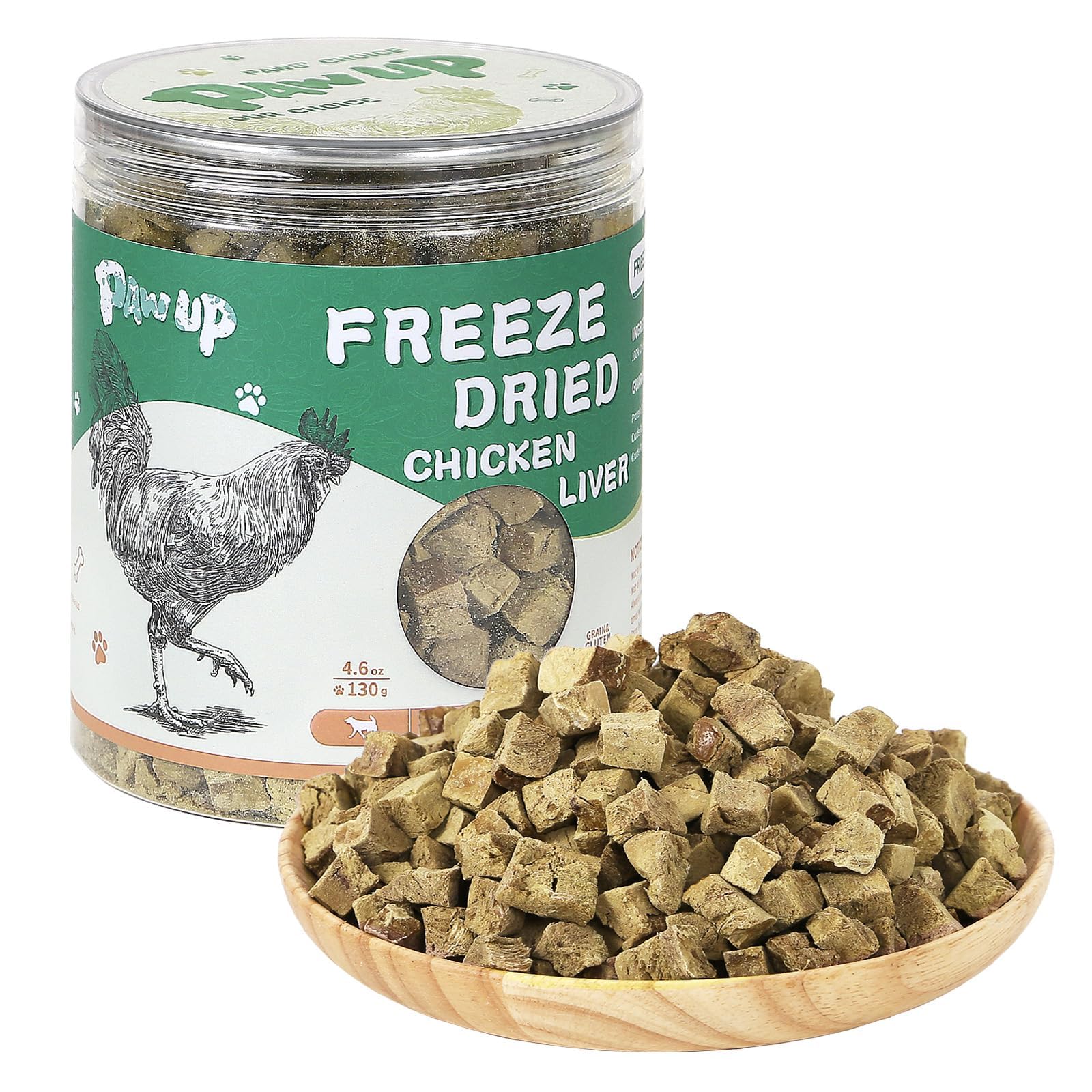 PAWUPFreeze Dried Chicken Liver Pet Treats, High Protein Freeze-Dried Pet Food for Dogs, Cats, Fresh Ingredient Snacks, 4.6 oz, Rawhide Free&Grain Free