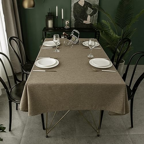 Miniatura 26 de Qidordour Mantel redondo de 48 pulgadas de diámetro, mantel de lino sintético, resistente al agua, a prueba de derrames, lavable, de poliéster