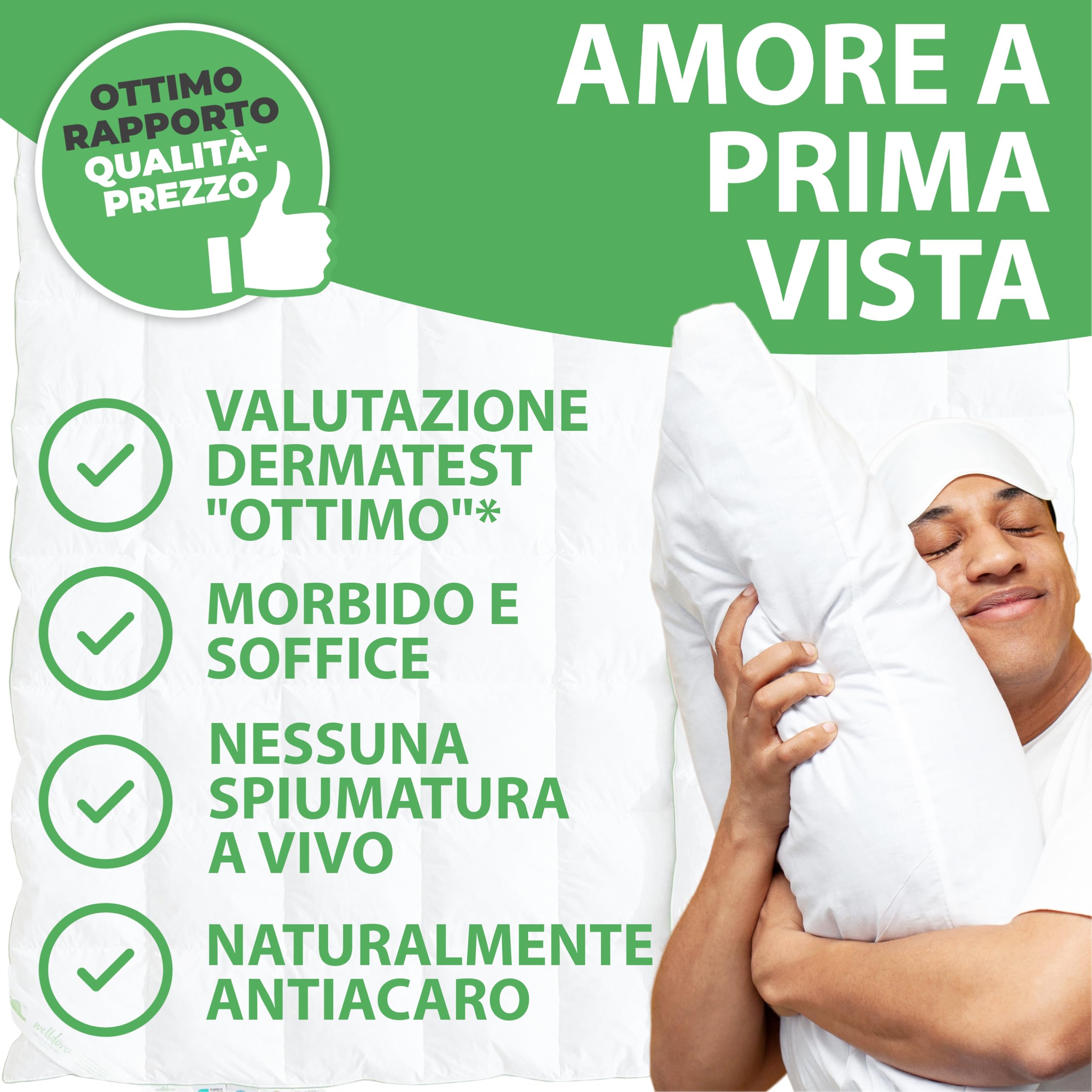 Welldora Comfort Piumone Letto Matrimoniale XL 250x220 | Piumino 4 Stagioni Caldo e Leggero | 100% Piuma e Piumino Naturale | Morbido, Anallergico, Certificato Oeko-Tex | Da usare con Copripiumino