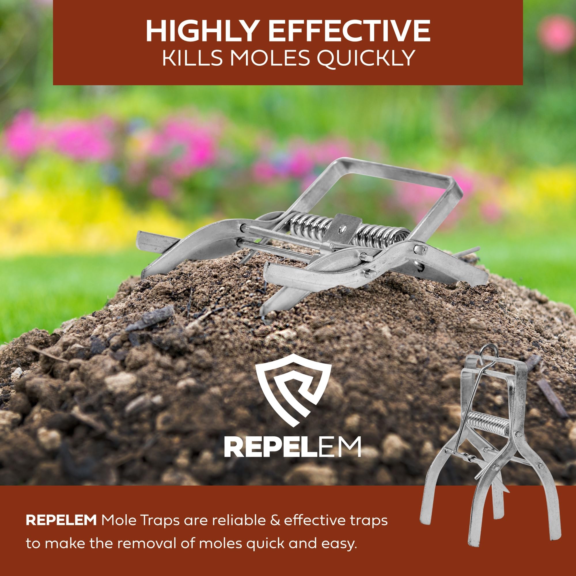 REPELEM Claw Mole Trap Reusable Mole Traps, Rust-Free Garden Protection Humane Vole & Mole Killer, Powerful Mole Deterrent - Image 4