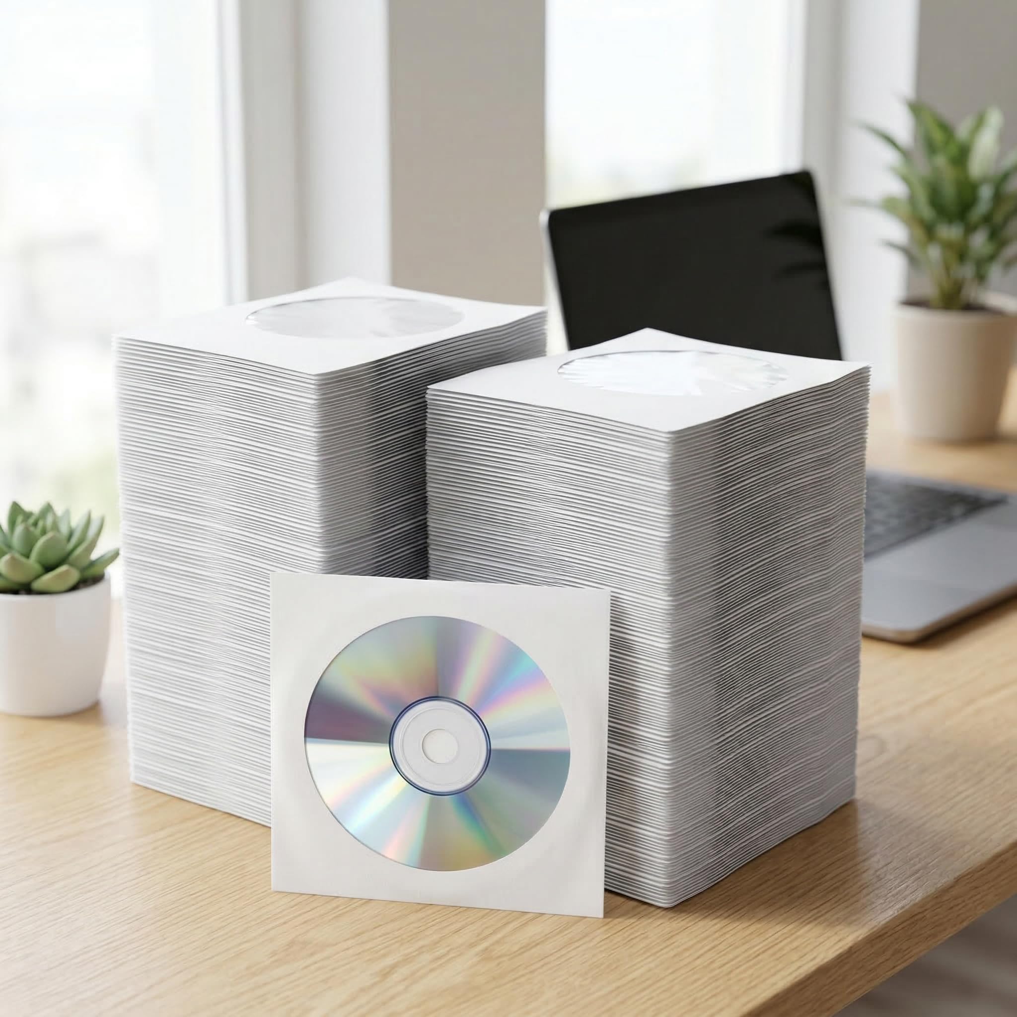 Fasmov CD-/DVD-Hüllen aus weißem Papier mit transparentem Fenster und Klappe, 1.000 Stück