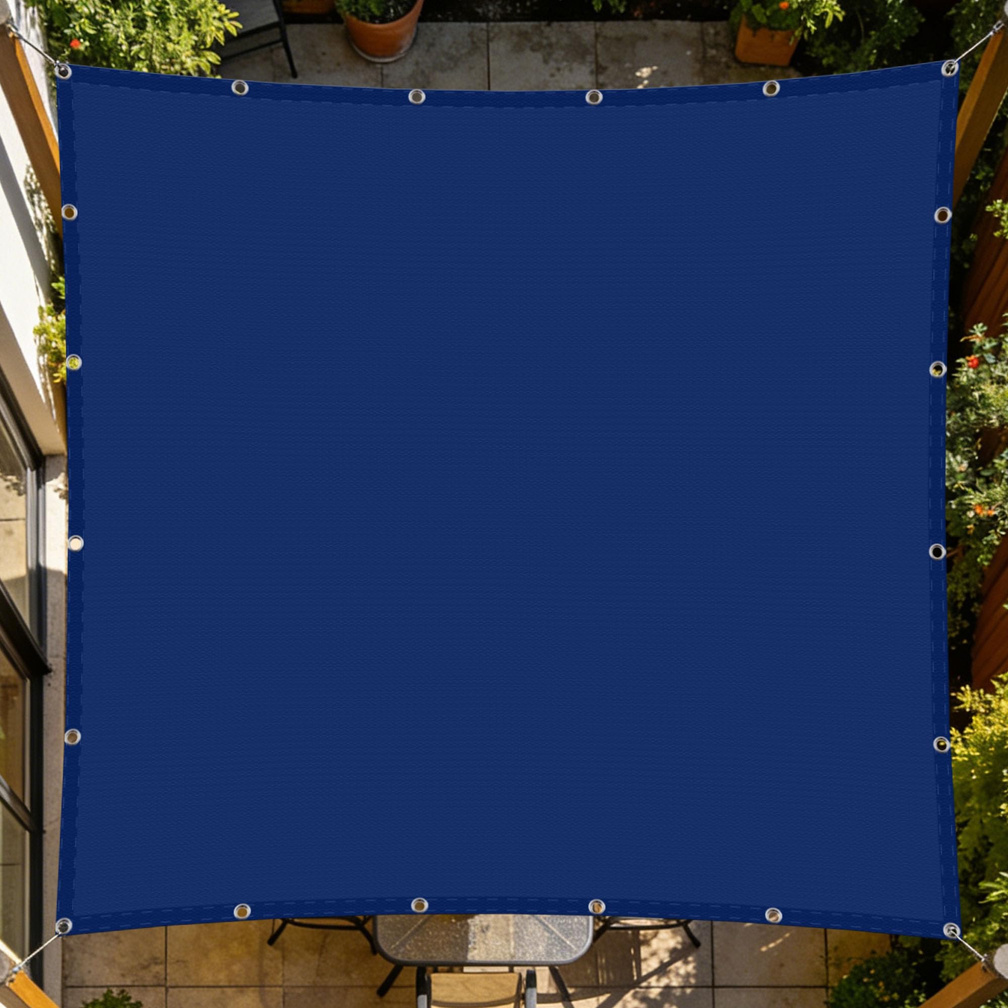 Voile d'ombrage bleu foncé rectangulaire 200x340 cm pour extérieur