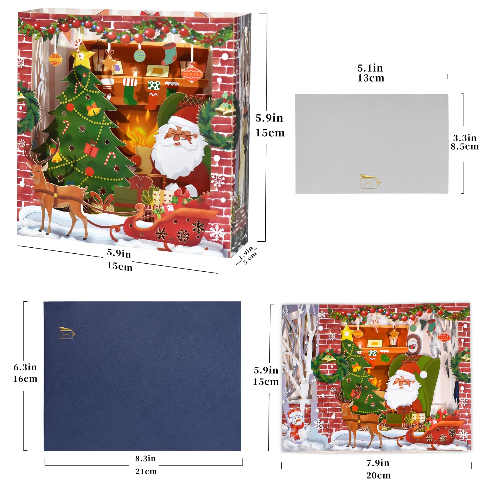 Amazon | GREETING ART 3Dポップアップクリスマスカード ポップアップ 
