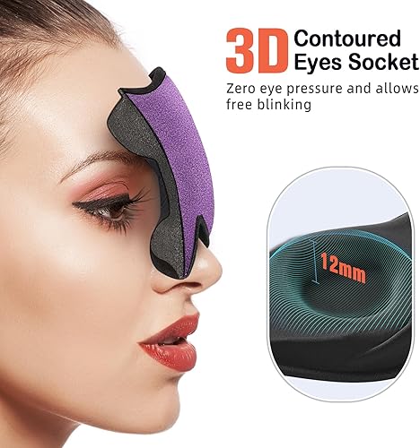 Miniatura 4 de LitBear Máscara de dormir para dormir de lado, mujeres y hombres, antifaz para dormir con bloqueo de luz, antifaz de copa contorneada 3D, máscara de