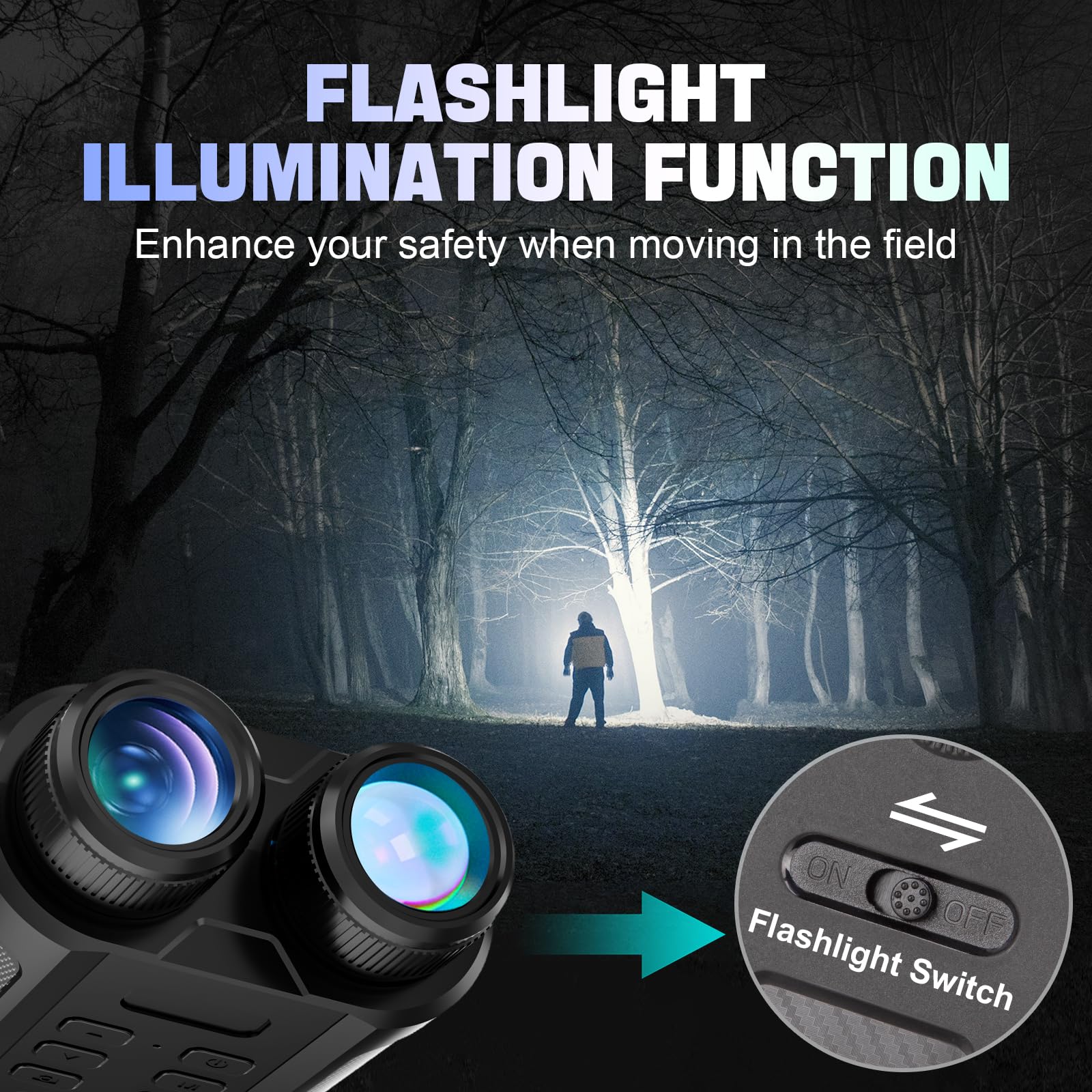 4K 48MP Nachtsichtgerät, 2.4" HD Digital Infrarot Fernglas Nachtsicht mit 7 Stufen Infrarot, 2500mAh Wiederaufladbares, 8X Digitalzoom für Wildtierbeobachtung, Camping