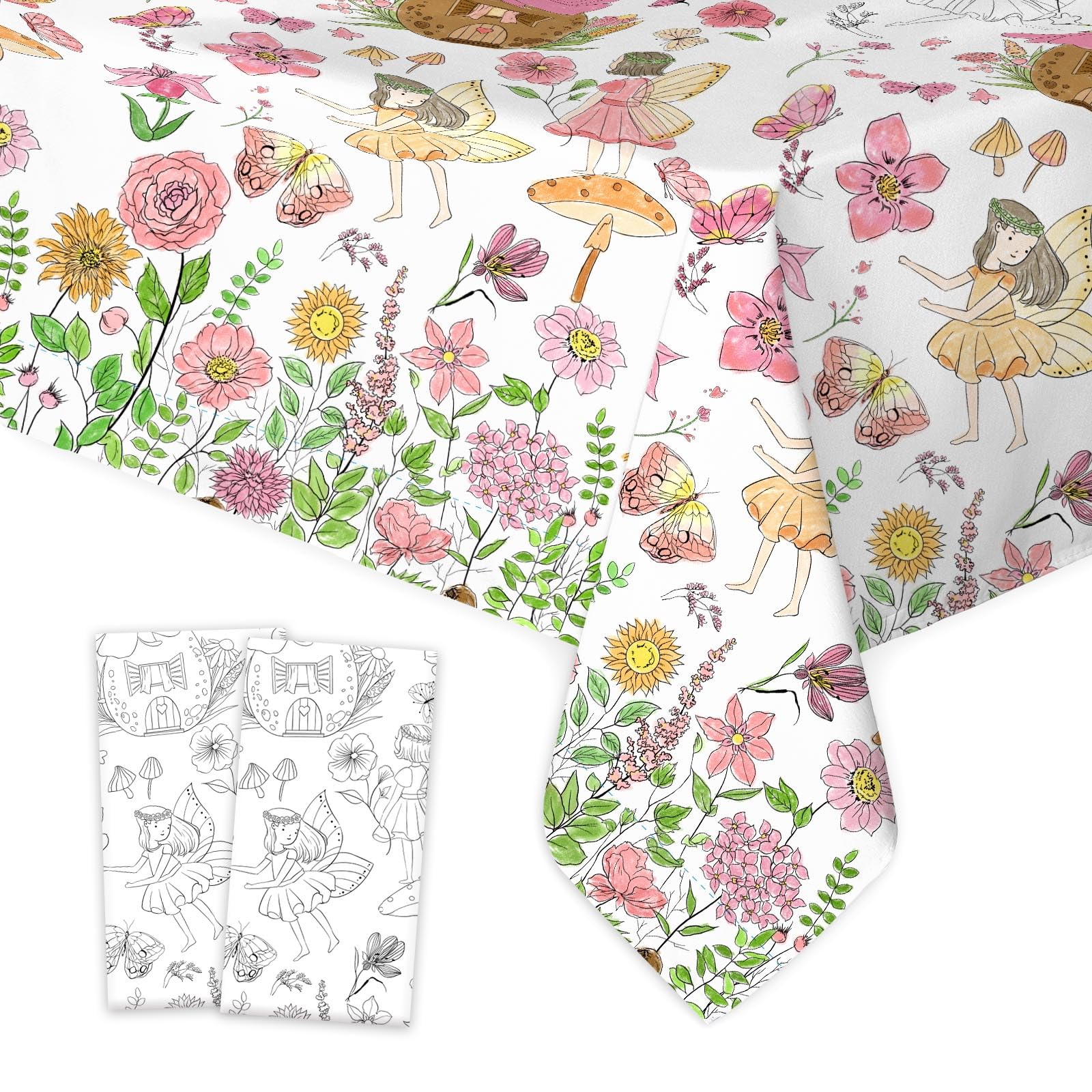 Avezano 2 pcs Fairy Coloring Tablecloth Jumbo Fairy